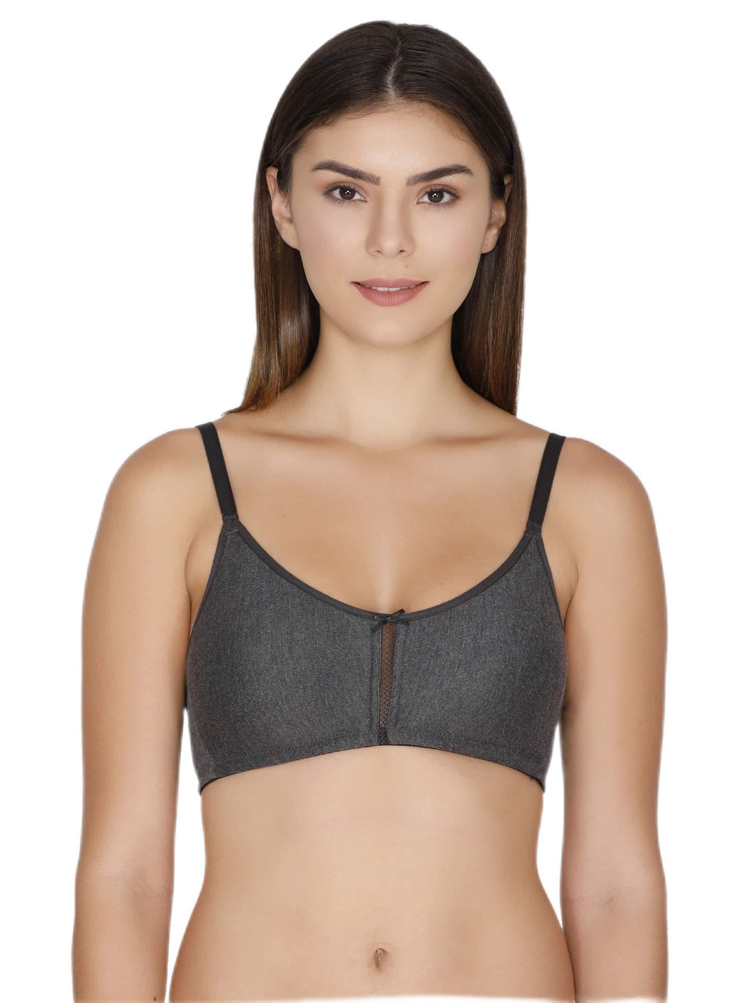 Zivame Women's T-Shirt Non Padded Non Wired Bra (Zi1882-Anthra Melange_Grey_32C)