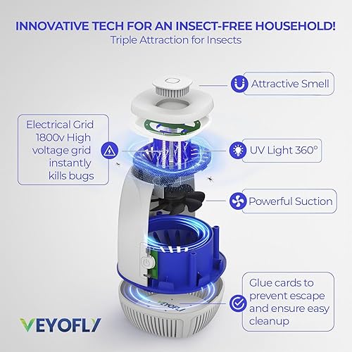 Miniatura 3 de Veyofly Kit de trampa para moscas para interiores, moscas de la fruta, trampas para mosquitos, mosquitos, insectos para interiores (repuesto para