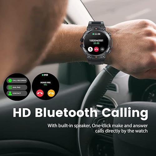 Miniatura 2 de Relojes inteligentes para hombre reloj táctico resistente de fitness con llamada respuestadial llamadas monitor de sueño SpO2 más de 100 modos