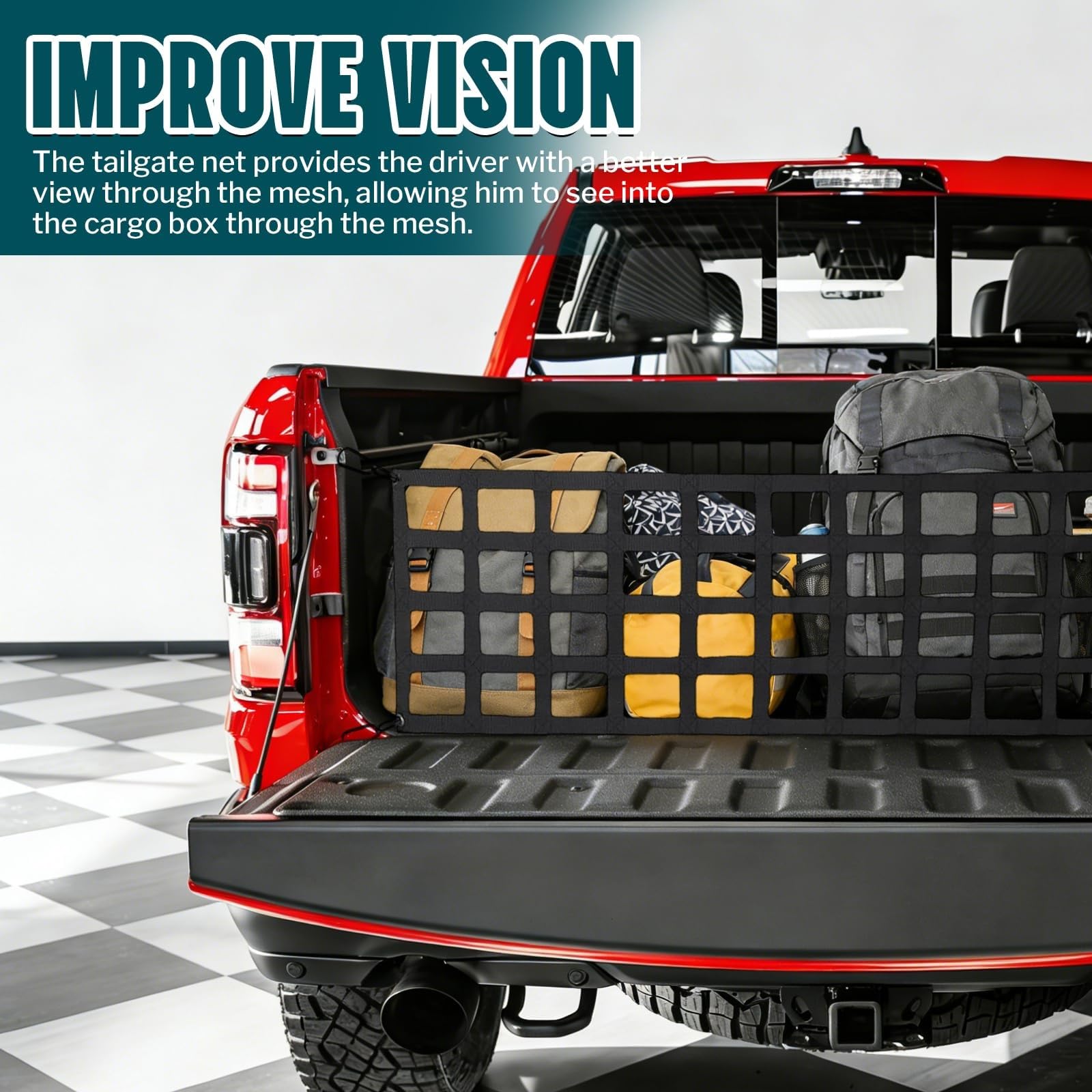 Gepäcknetz - Kofferraumnetz Mit 4 Haken, Gepäcknetz Für Ladefläche Von Pickups, Wohnmobilen, SUVs Und Pick-ups 48x153cm