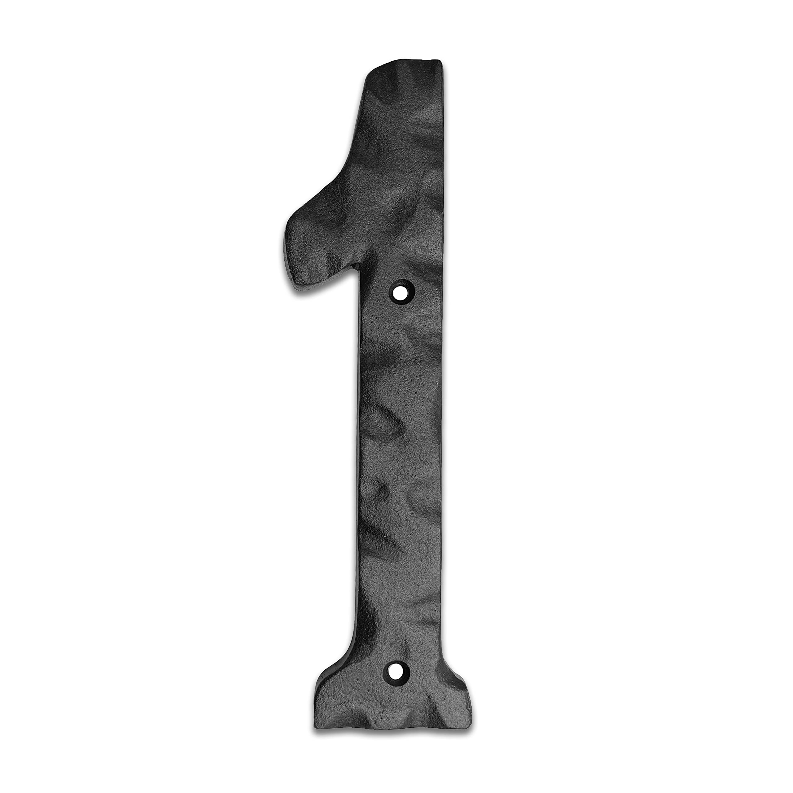 NACH House Numbers for Outside, 6 inch Black Address Numbers for House - Number 1 - Rustic Numbers for Outside with Mounting Hardware