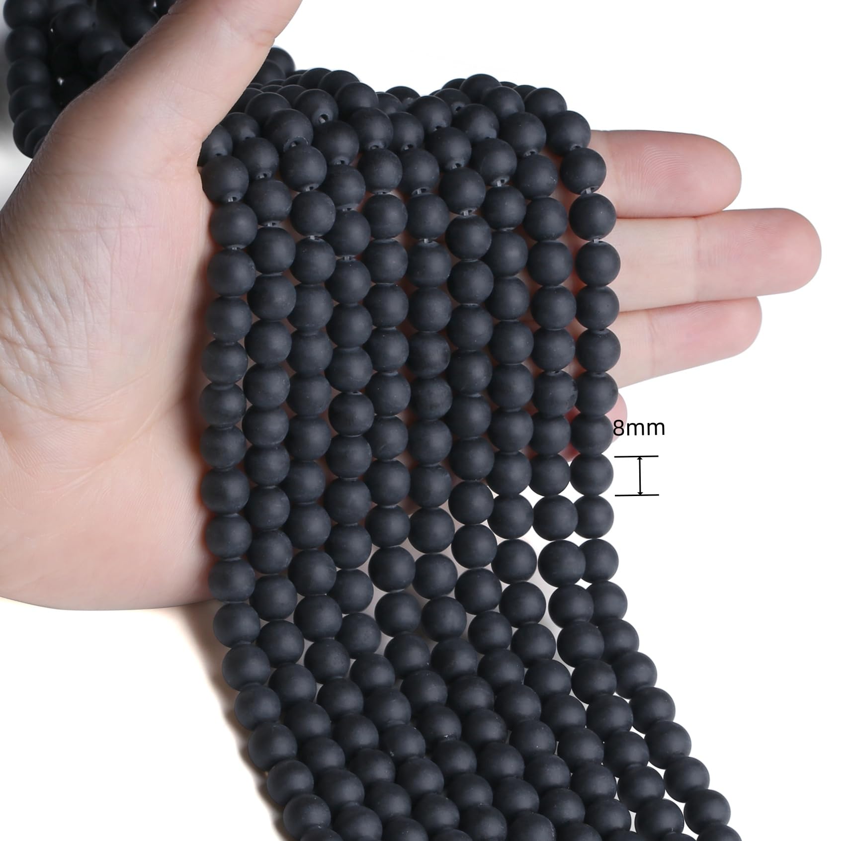 93PCS Black Snowflake Stone Beads For Jewelry Making - Mixed Size 4mm, 6mm, 8mm Round Natural Gemstone Beads - View #5