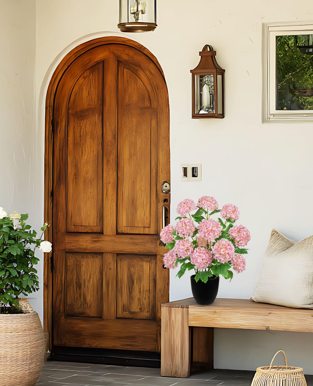 Briful Fiori artificiali di ortensia rosa in vaso – 52,1 cm di altezza con 13 teste di fiori, ortensie artificiali in seta per soggiorno, bagno, ufficio, decorazione primaverile