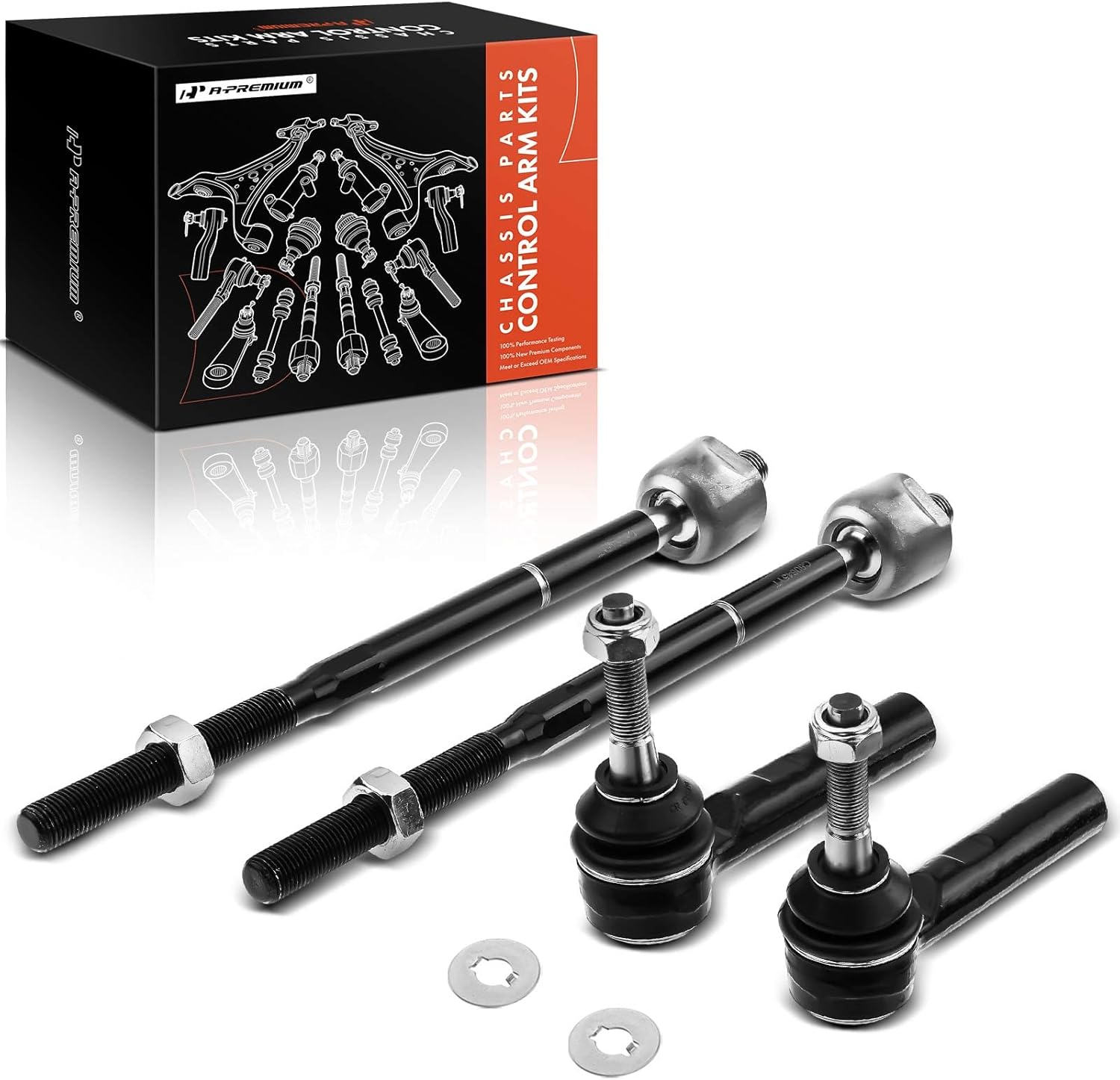 A-Premium Set of 4, Front Inner & Outer Tie Rod End Kit, Compatible with Jeep Compass 2007-2017, Patriot 2007-2017, Dodge Caliber 2007-2012