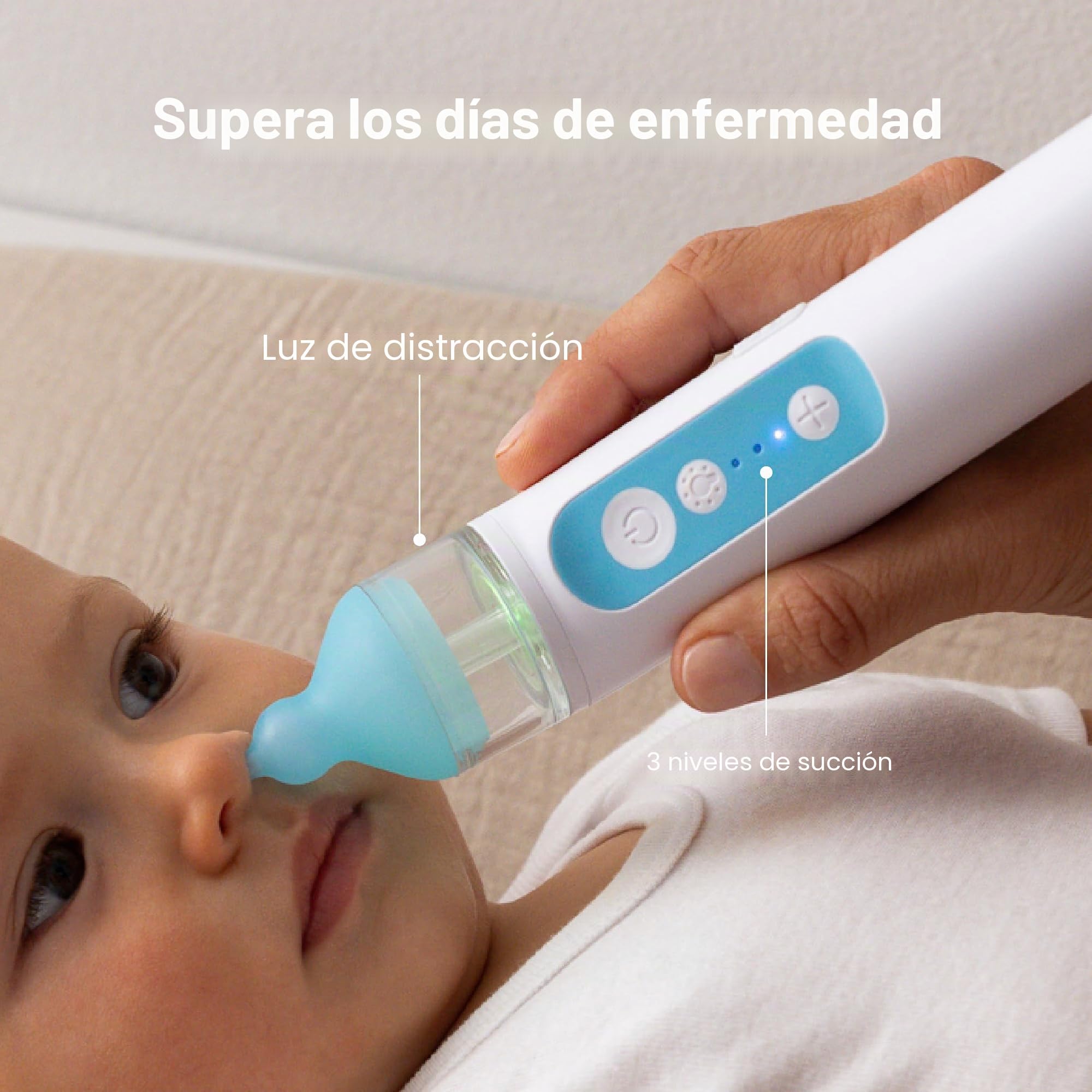 Frida Baby Aspirador nasal eléctrico NoseFrida para bebé, ventosa nasal para bebés y niños pequeños, aspirador nasal mejorado para alivio de la congestión con 3 niveles de succión, 2 puntas de