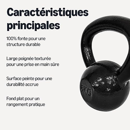 Amazon Basics Cast-Iron Kettlebell, 6kg, Black - 2