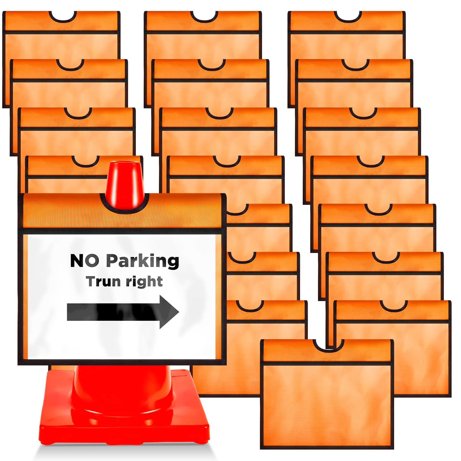 Traffic Cone Sleeve Safety Traffic Signs Orange Caution Sign Outdoor Activity Warning Sports Cone Message Sleeve for Outdoor Driveway Road Signals(24