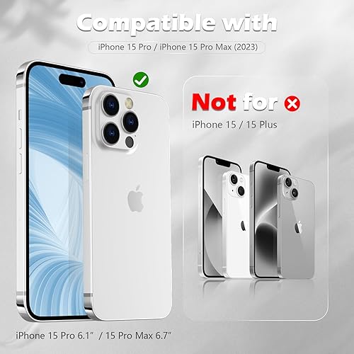 Miniatura 7 de imluckies Protector de lente de cámara brillante para iPhone 15 ProiPhone 15 Pro Max, anillo de metal brillante, película trasera de vidrio templado