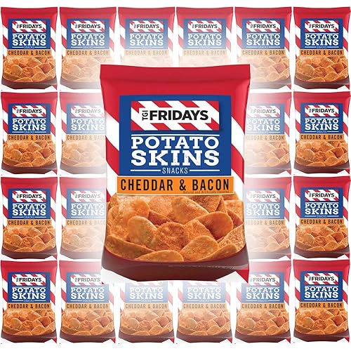 TGI Fridays Bocadillos de piel de patata, queso cheddar y tocino, bolsa de 1 oz (paquete de 24, total de 24 onzas)