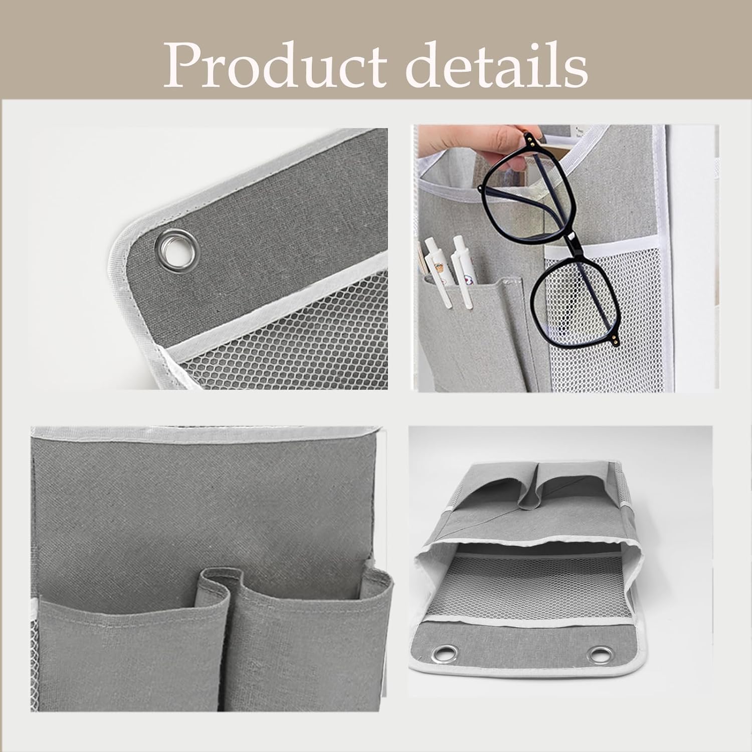 2-Pack Hanging Storage Organizer, Over The Door Hanging Bags/Wall Baskets Storage with Pockets for Home, RV, Office and More (2, Grey) - Image 3