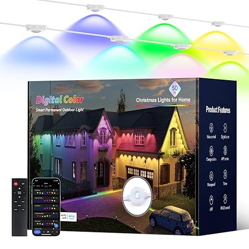 Isalelala Permanent Outdoor Lights, 50ft with 30 RGB LED Lights