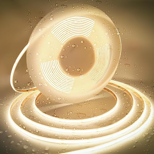 Miniatura 8 de Tira de luces LED COB de 16.4 pies, impermeable, IP68, 2700 K, blanco cálido, para exteriores, 24 V, cinta LED de silicona regulable de alta