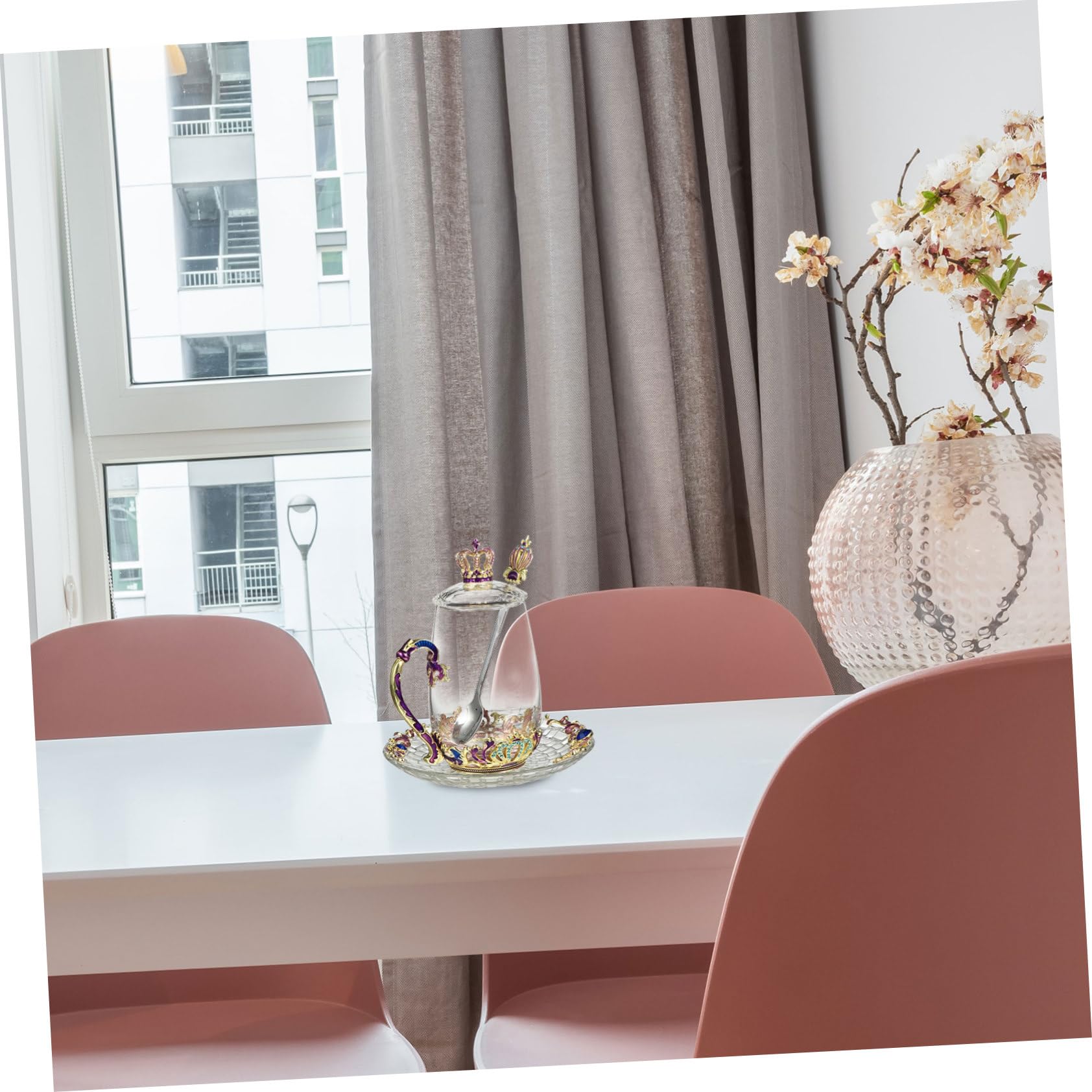 Cabilock 1 Satz Blumenteetasse Aus Emaille Neuartige Kaffeetassen Emaille Ausgefallene Teetassen -blumen-teebecher Klare Kaffeetasse Frau Becher Trinken Europäischer Stil Glas