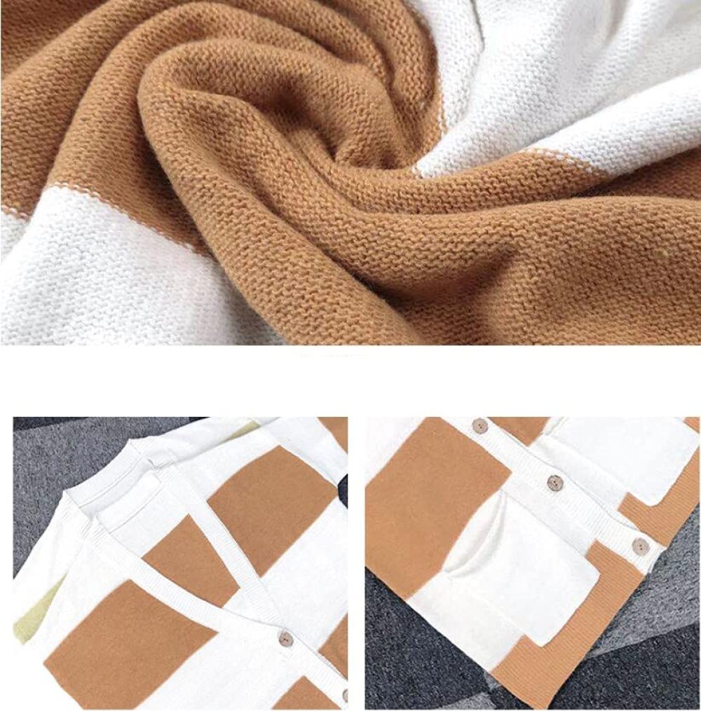Strickjacke Damen,Button-Down-V-Ausschnitt Streifen Cardigan Langarm Einfarbig Strick Cardigan Pullover Offene Front Leichte Oberbekleidung Mit Taschen Strickjacken Für Damen