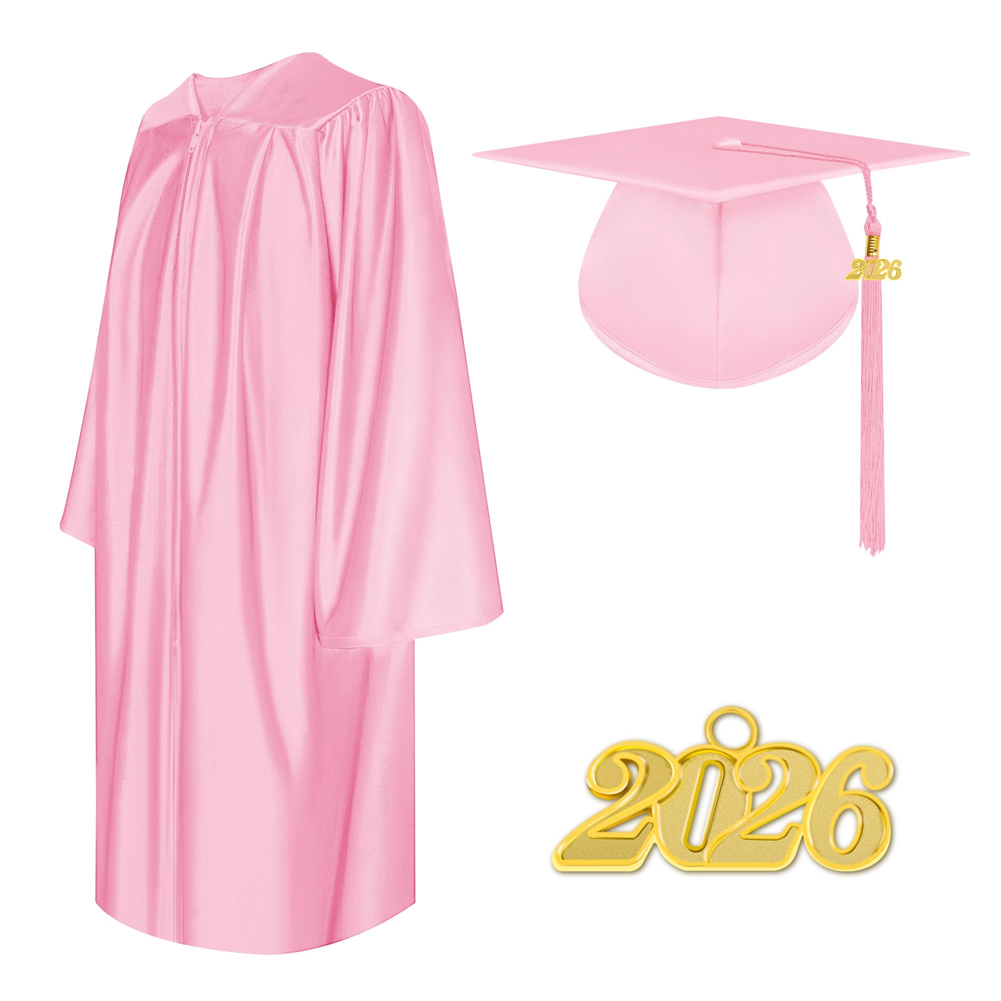 Herrenbek Shiny Graduation Cap and Gown 2026 Tassel Adult Set for High School and Bachelor