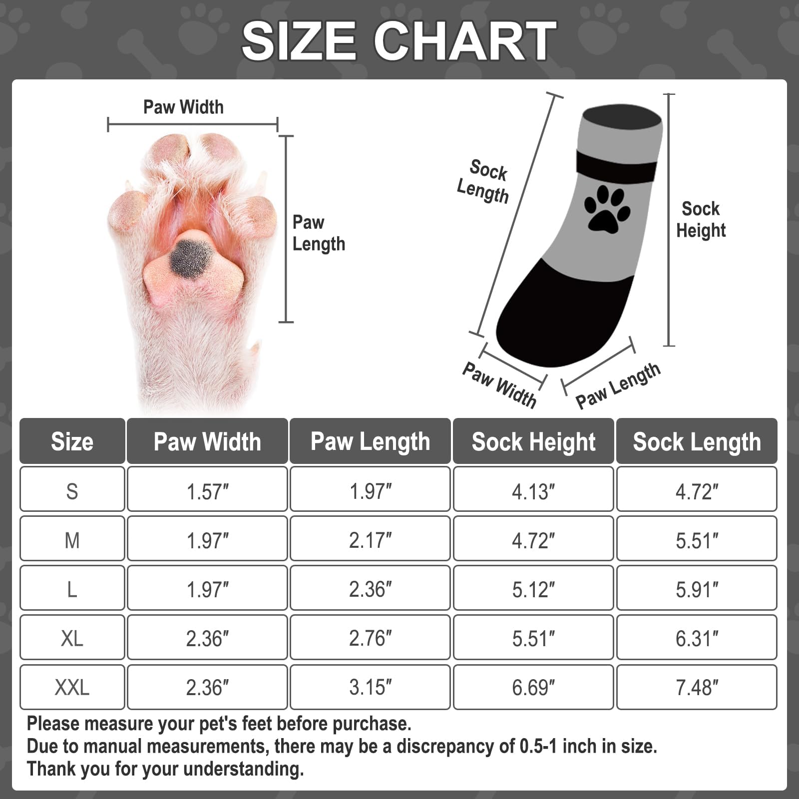 KOOLTAIL Anti Slip Dog Socks for Hot/Cold Pavement to Prevent Licking Paws,Booties for Hardwood Floors,Traction Rain Dog Boots&Paw Protectors Shoes with Grip for Small Medium Large Senior Dogs