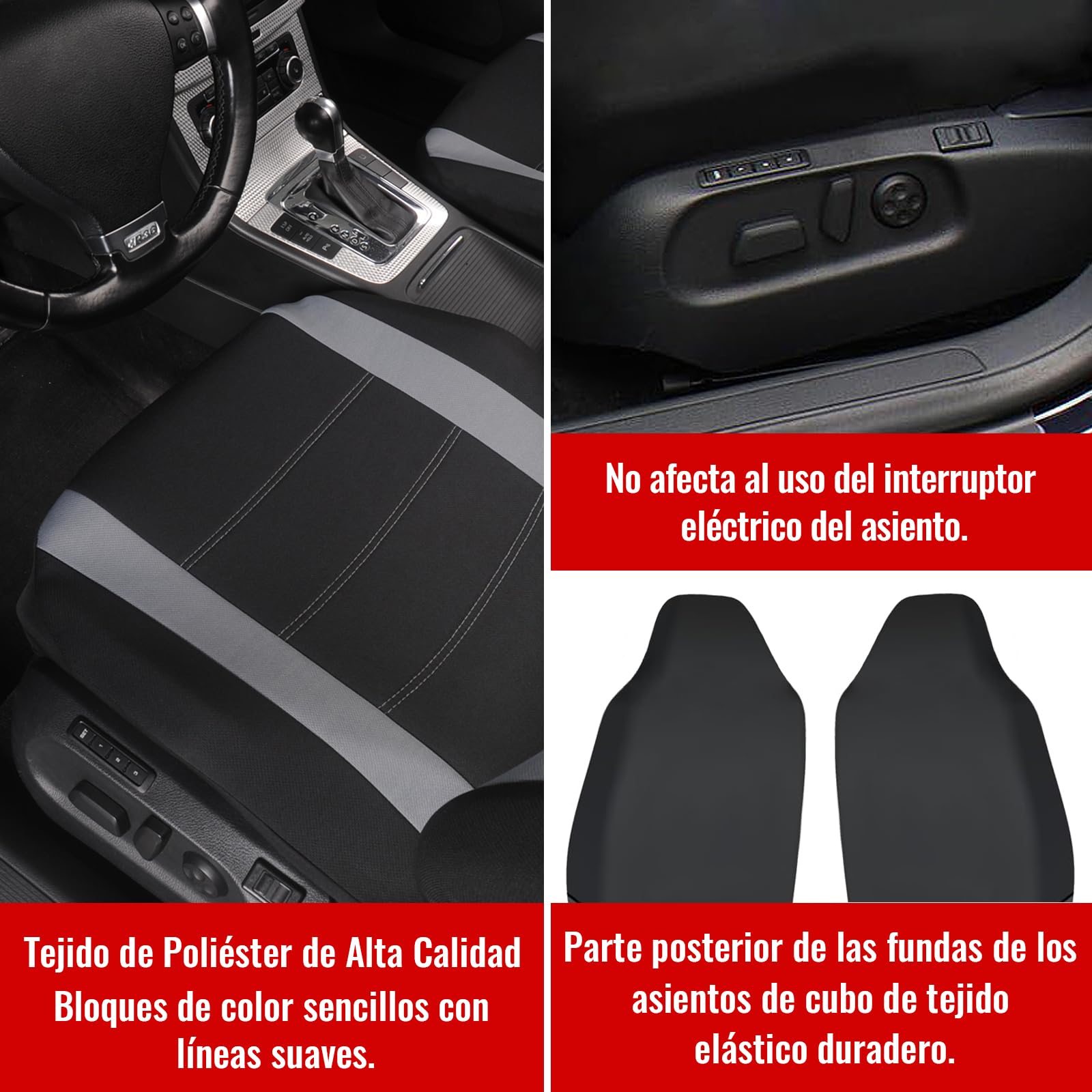 AUTOYOUTH Cubiertas de Asiento Delantero del Coche Auto Cubierta del Asiento del Cubo automotriz Ajuste Universal Cubierta de la Silla del Coche Cubierta del Asiento Asiento - Gris