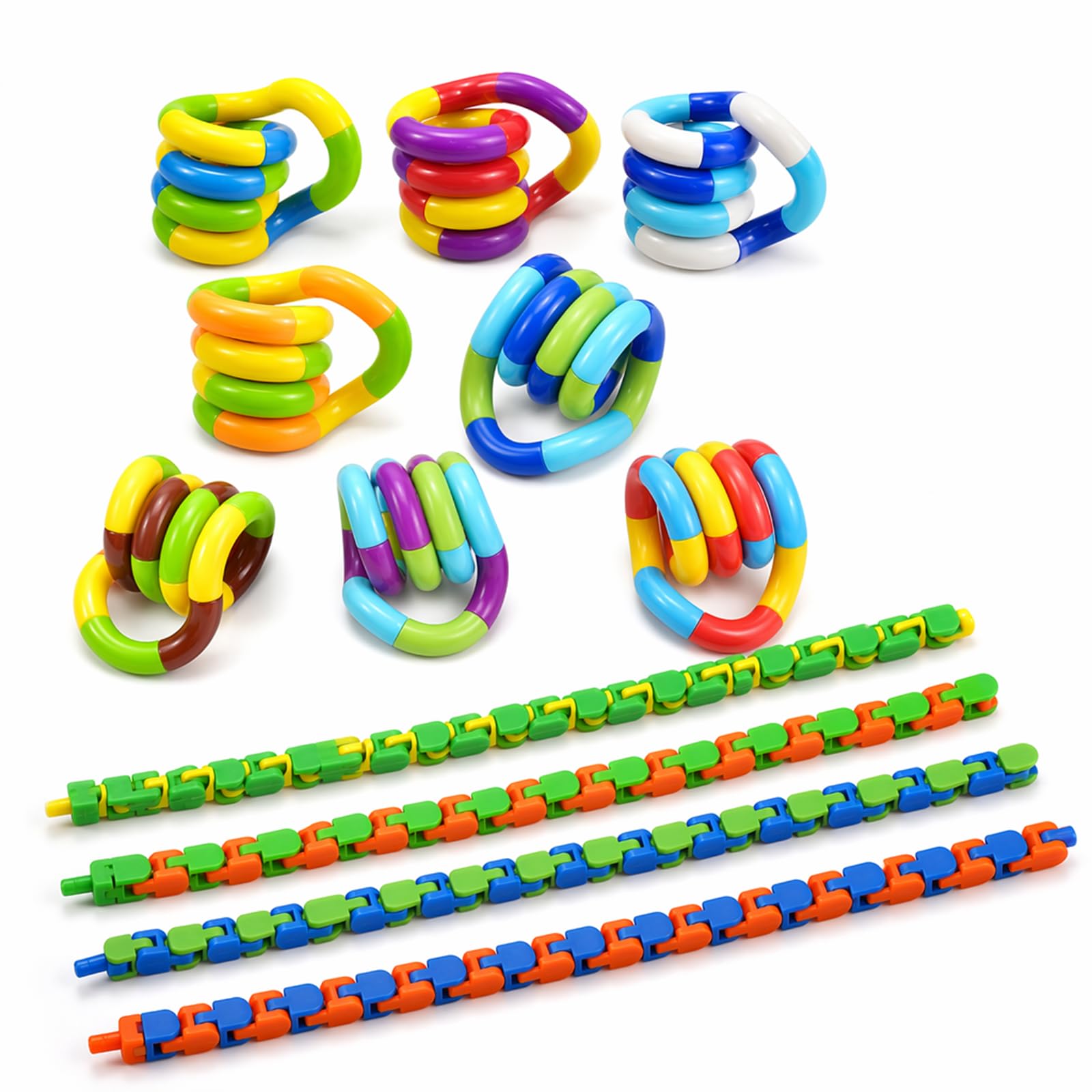 12-Pack Tangle Fidget Toy , Wacky Track Fidget and Tangles Fidget Toys