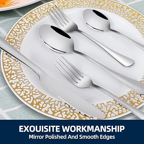 Miniatura 4 de Juego de 16 cucharas de cena, cucharas de sopa prémium de 7.3 pulgadas, cucharas de acero inoxidable de grado alimenticio, solo cucharas de