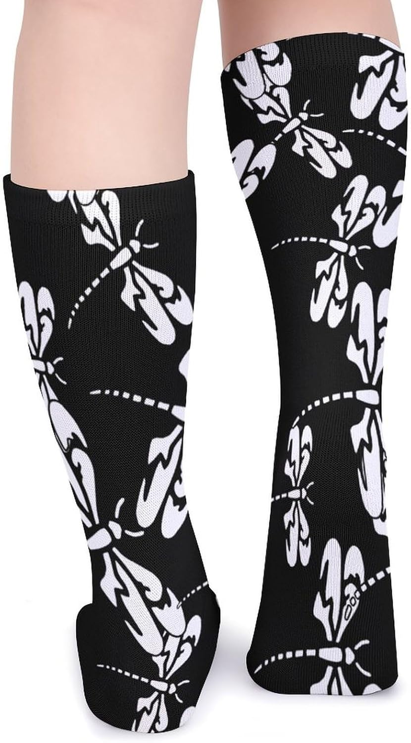 Tribal Dragonfly Knee High Socks Casual Long Stockings Over Calf Sock Tube for Women Men
