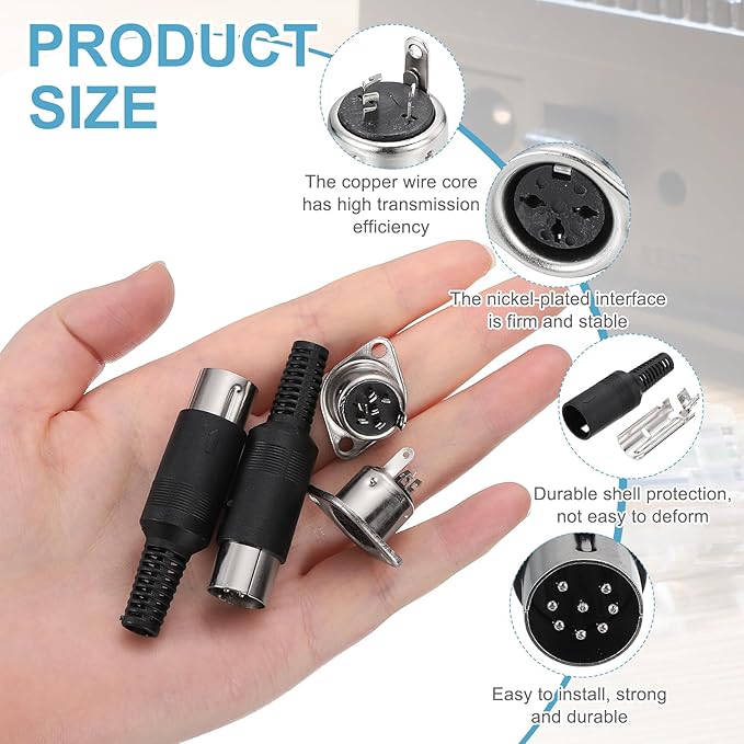 Conector Macho DIN 5 Pines y Adaptador Hembra - 4 Piezas miniatura 3