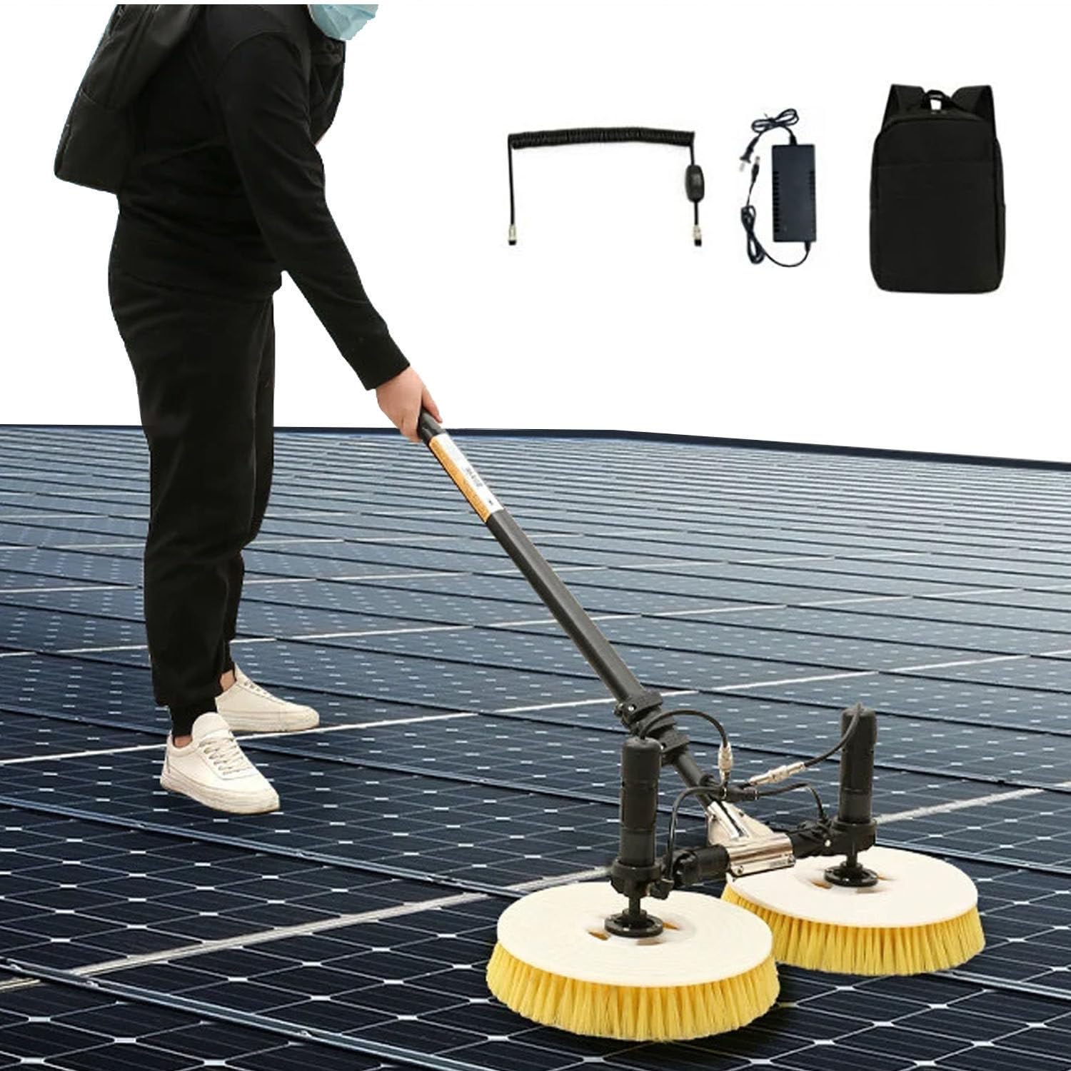 GTHTUHFD Solar Photovoltaic Panel Cleaning Brush & Pole Kit With 3.5/5.5/7.5M Extendable Water Fed Pole, For Efficient Solar Panel And Window Cleaning,3.5M