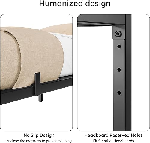 Miniatura 5 de Full Size Bed Frame,14 Inch Full Metal Platform Bed Frames, Heavy Duty Steel Slat, No Box Spring Needed, Mattress Foundation, Easy Assembly, No
