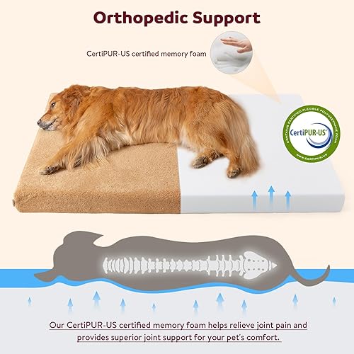 Miniatura 3 de Cama ortopédica para perros de tamaño mediano, cama refrescante para mascotas con espuma viscoelástica cómoda, diseño indestructible e impermeable,