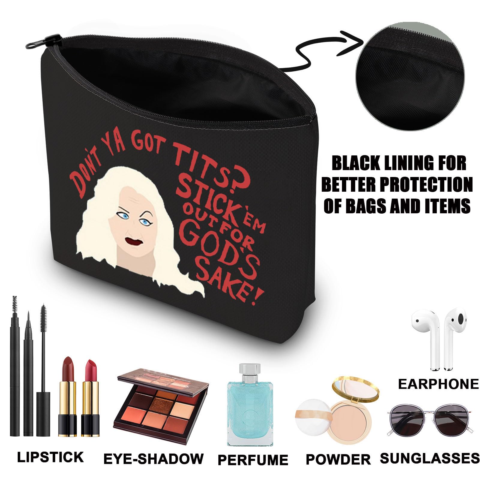 Hatchet Face Makeup Bag 80's Comedy Musical Gifts Hatchet Face Gifts Johnny Movie Zipper Bag (GOT Tits UK) - Image 3