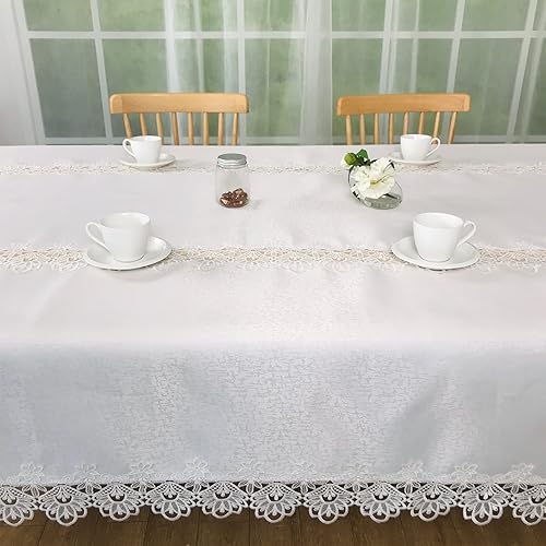 Miniatura 7 de Manteles para mesas rectangulares de encaje de peonía, 72 x 108 pulgadas, decoración elegante para comedor, hogar, vacaciones, fiesta, cocina,