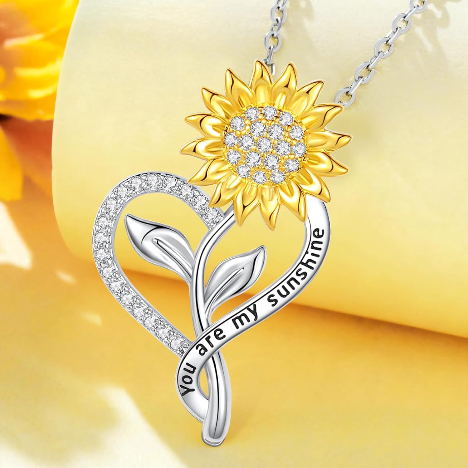 KRZ Sunflower Necklace for Women Anniversary Birthday Ideas Gift for Wife Her Sunshine Jewelry Woman - Image 4