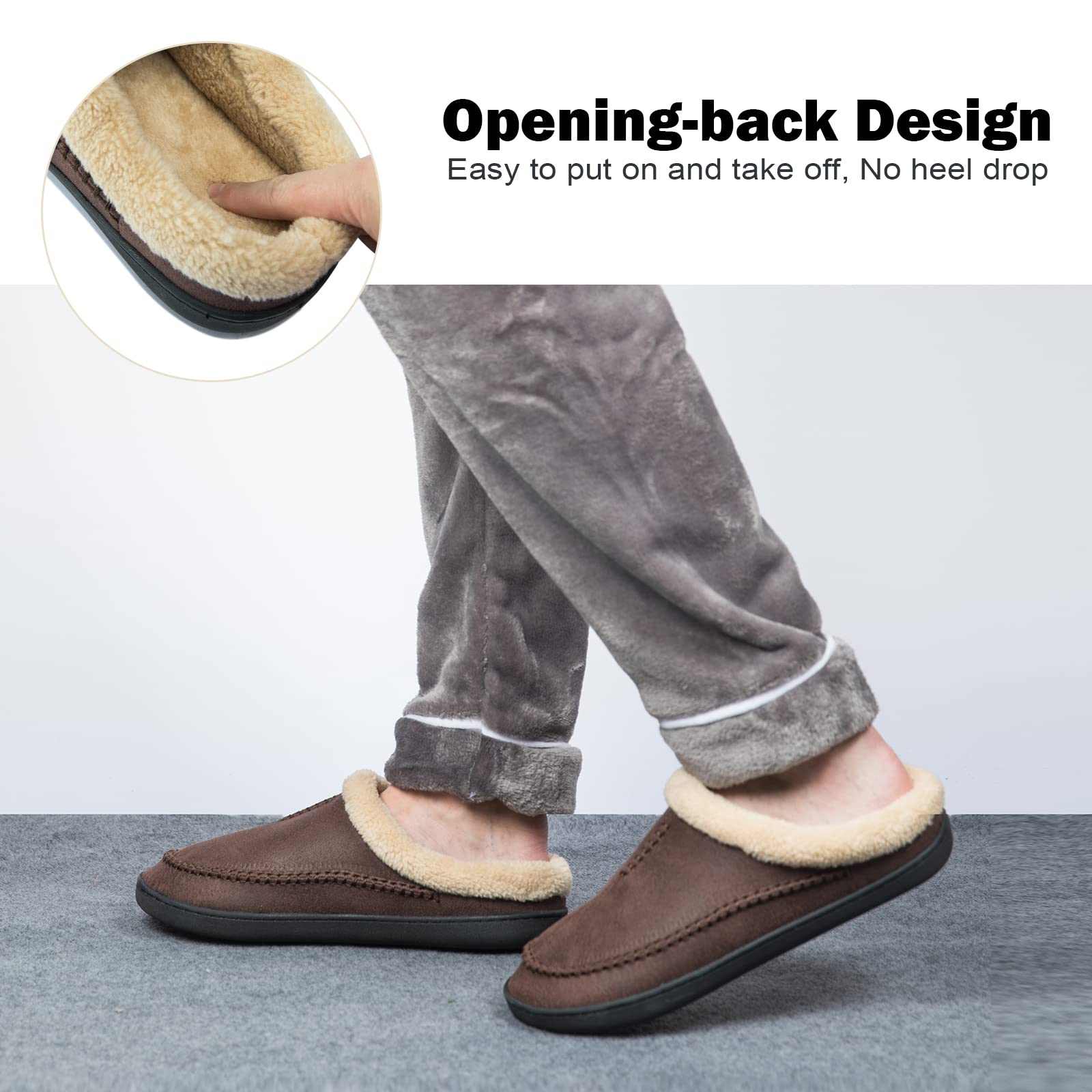 Miqieer Zapatillas de Estar por Casa Hombre Cálido Felpa Pantuflas de Memory Foam Cómodo y Antideslizante para Interior Exterior Talla 39-50 EU