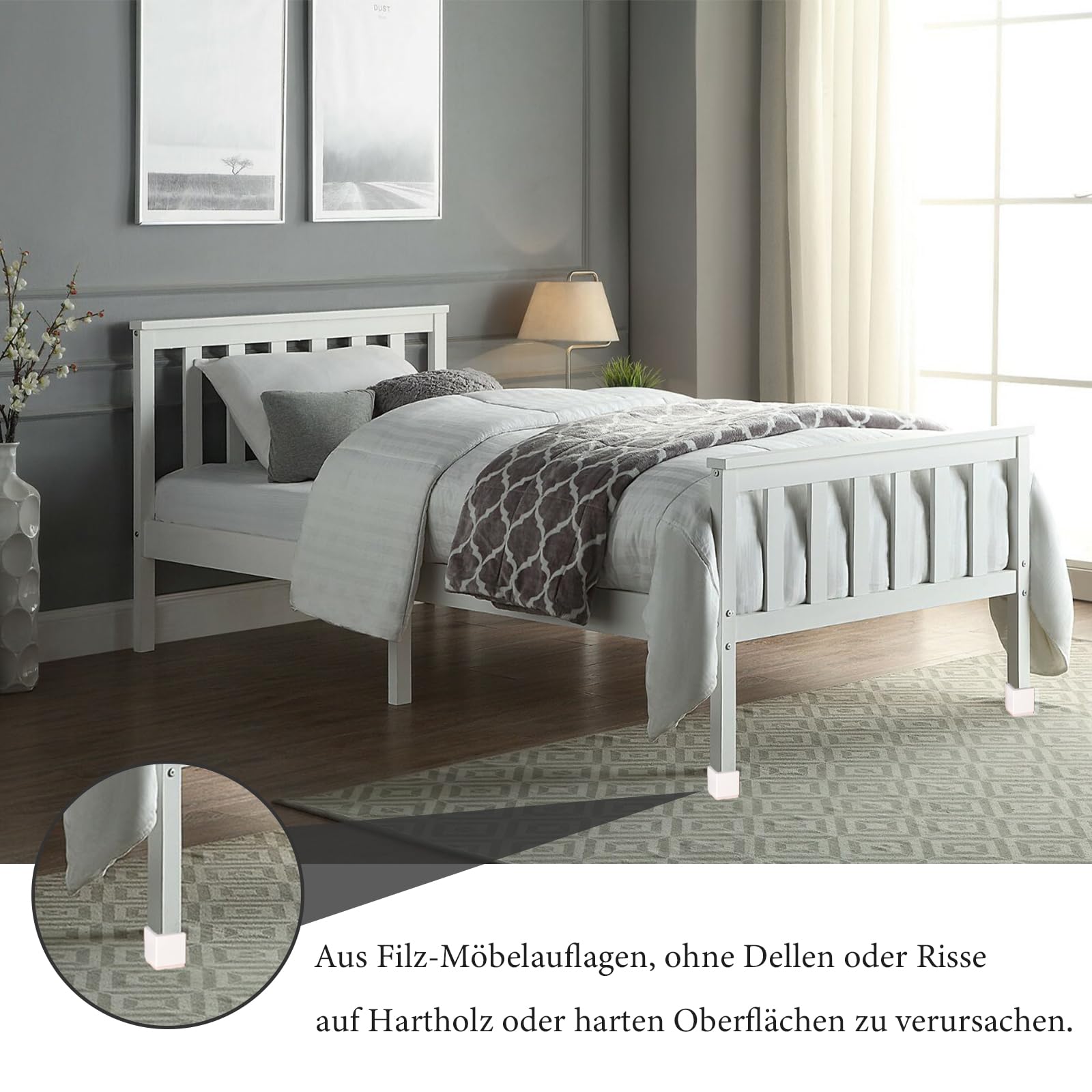 Möbelerhöhung aus Karbonstahl, 4 Stück Selbstklebende Möbelerhöhung, Etterhöher, Tischerhöher, Schwerlast Betterhöhung, Durchmesser 6 cm, Fügt 5 cm Höhe zu Betten Sofas, Quadrat, Weiß