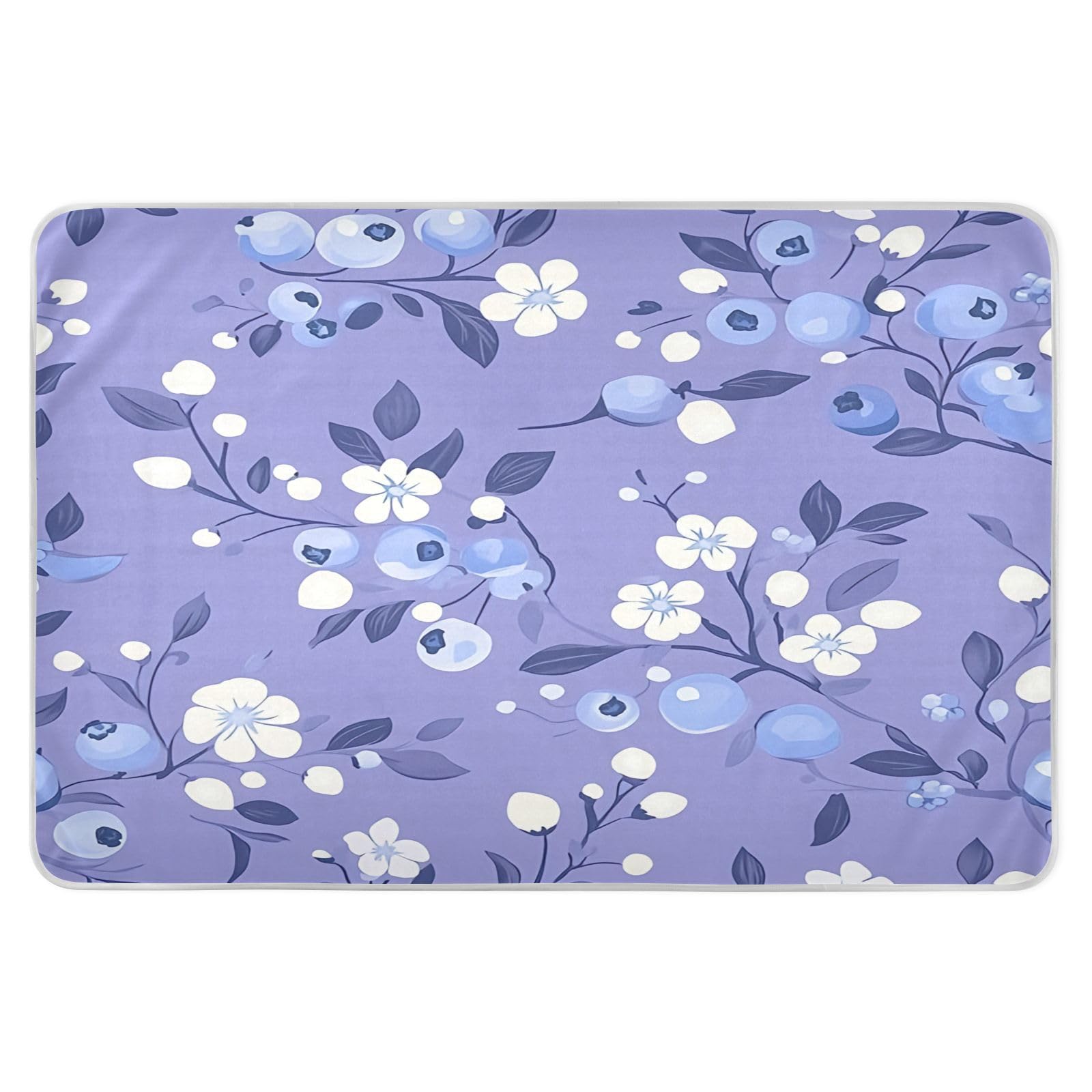 BOESI Doodle Blueberry and White Flower Waterproof Pads for Bedwetting and Incontinence, Reusable Pads, Reusable Diaper Pads for Bed, Sofa, Travel