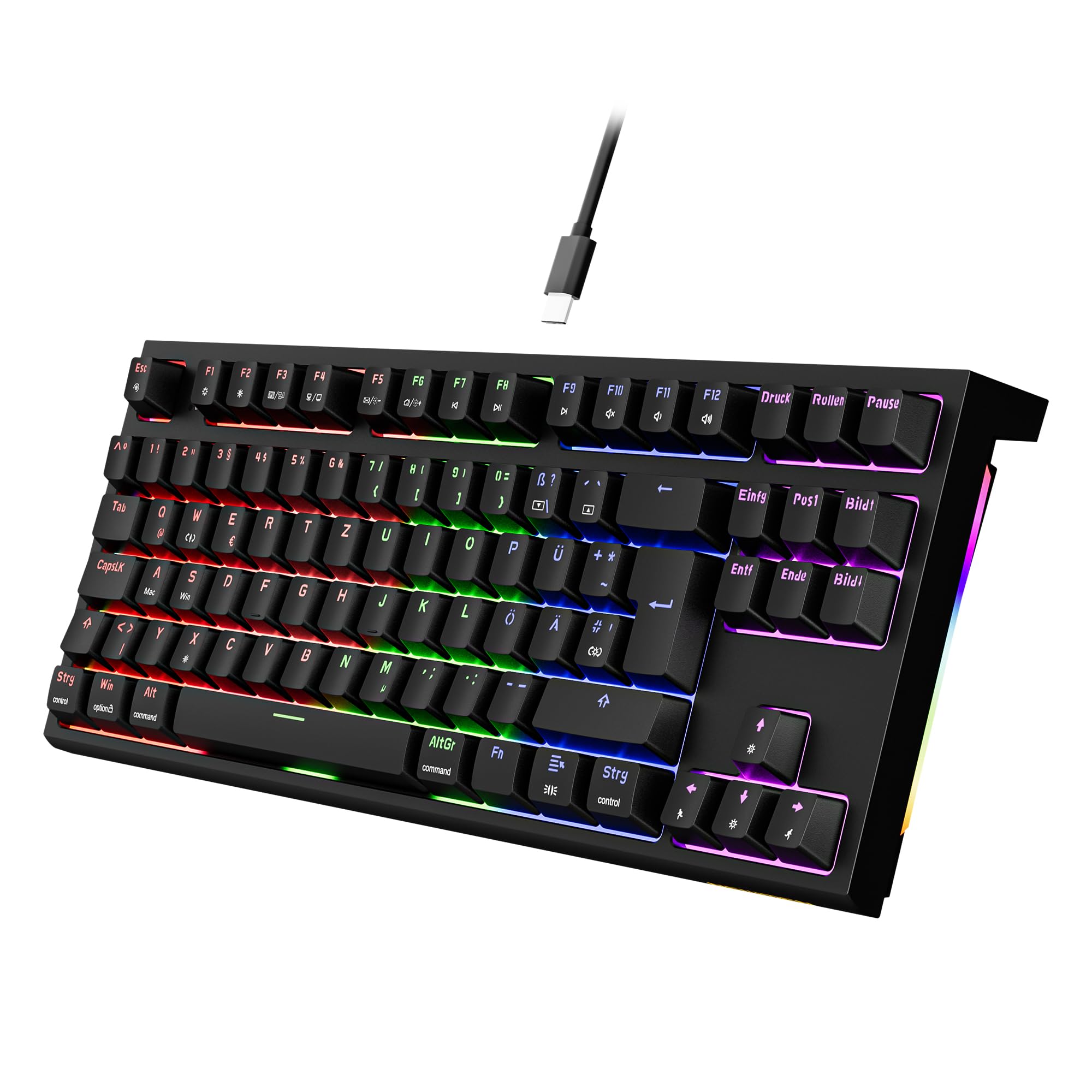 Newmen GM870 Gaming Tastatur mit Kabel,TKL Mechanische Tastatur,DE,USB | Gaming Tastatur mit Kabel,TKL Mechanische Tastatur,DE QWERTZ,USB,LED Beleuchtung,Hot Swap,88 Tasten,PC,Schwarz,Rote Schalter – Amazon Angebot