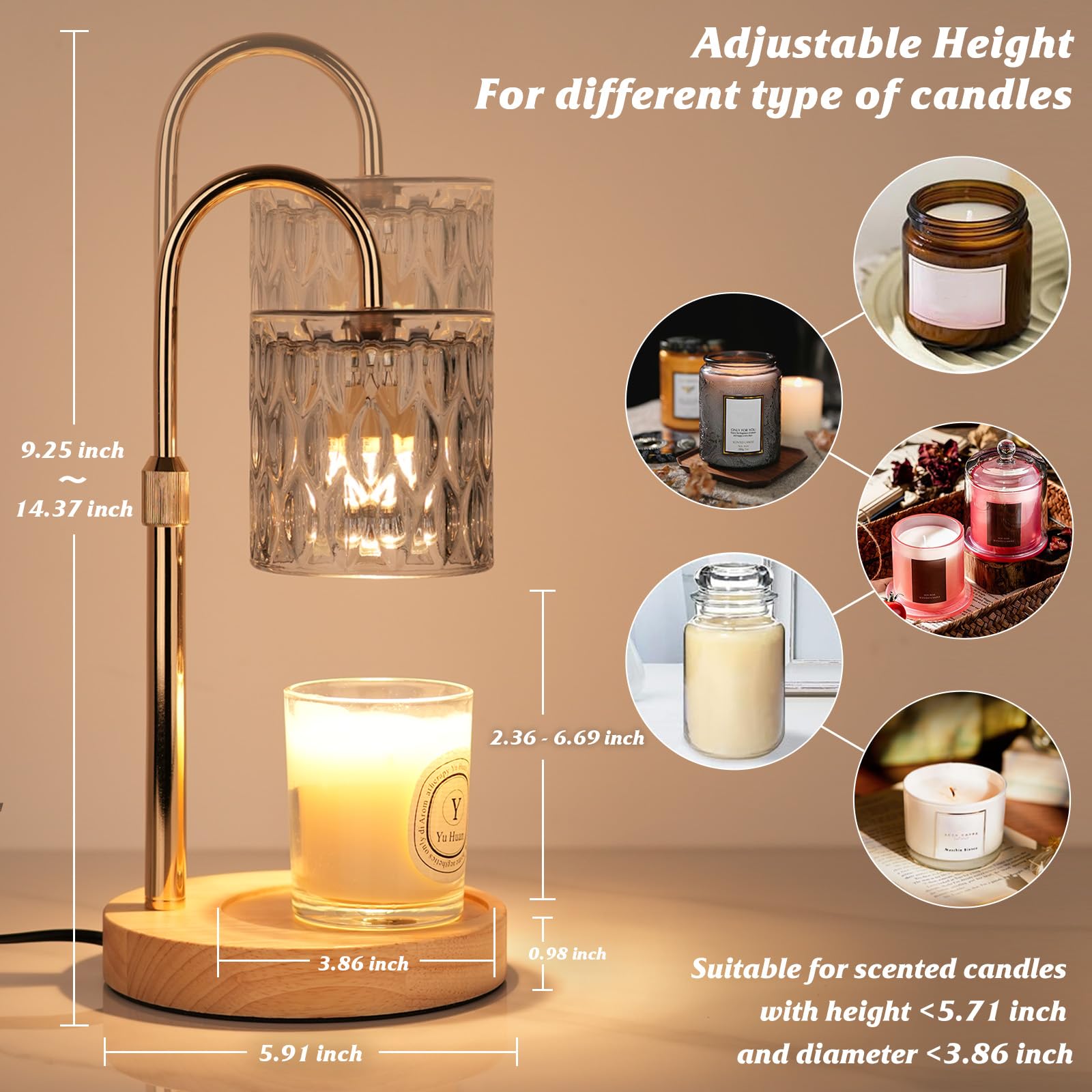 Lampada profumata con timer, altezza regolabile e dimmerabile (grigio, goccia d'acqua a barile)