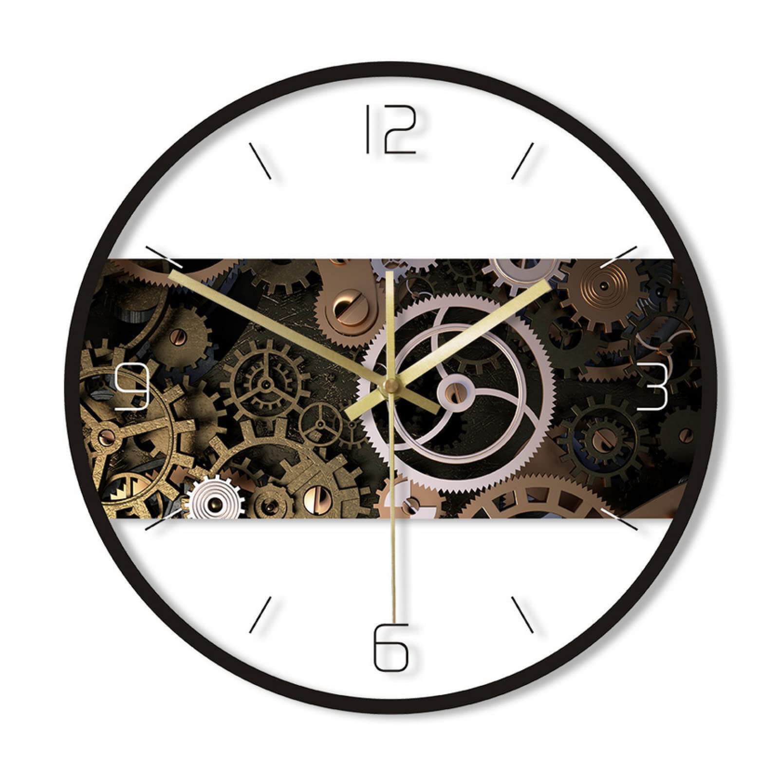 Amzoc Light 12 Inch Decorative Wall Clocks Clockwork Steampunk Gear Wall Clock Cogwheels Clock Mechanism Printed Wall Clock Mechanical Engineer Home Decor Mechanic Gift