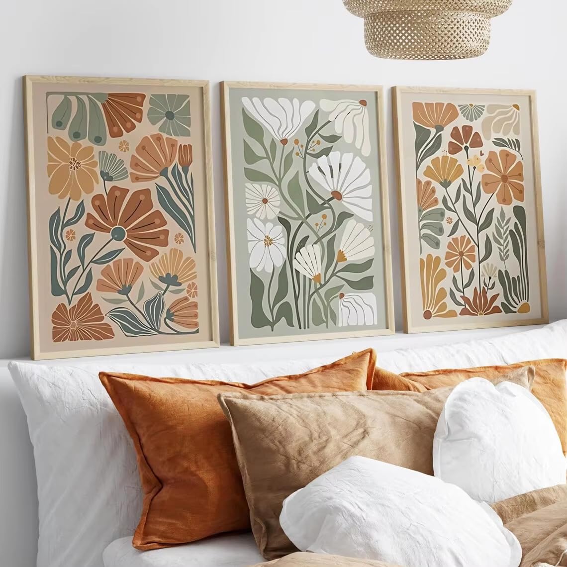 Dfzewki No Frame Modern Abstract Floral Canvas Wall Art Prints, Unframed Bohemian Botanical Canvas Wall For Living Room(50X70cm(20X28in) X3/No Frame)