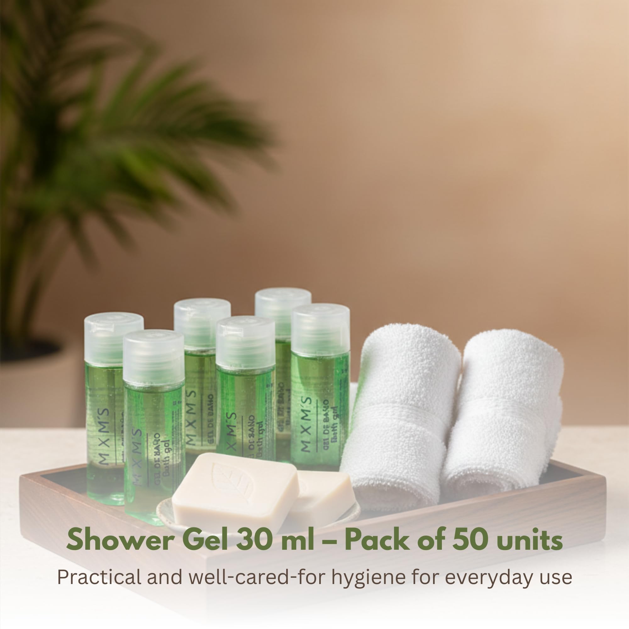 50 Botellitas Gel de Ducha 30 ml – Amenities baño monodosis para huéspedes, higiene corporal, formato viaje, pack hotel, apartamentos turísticos, kit bienvenida, reposición rápida