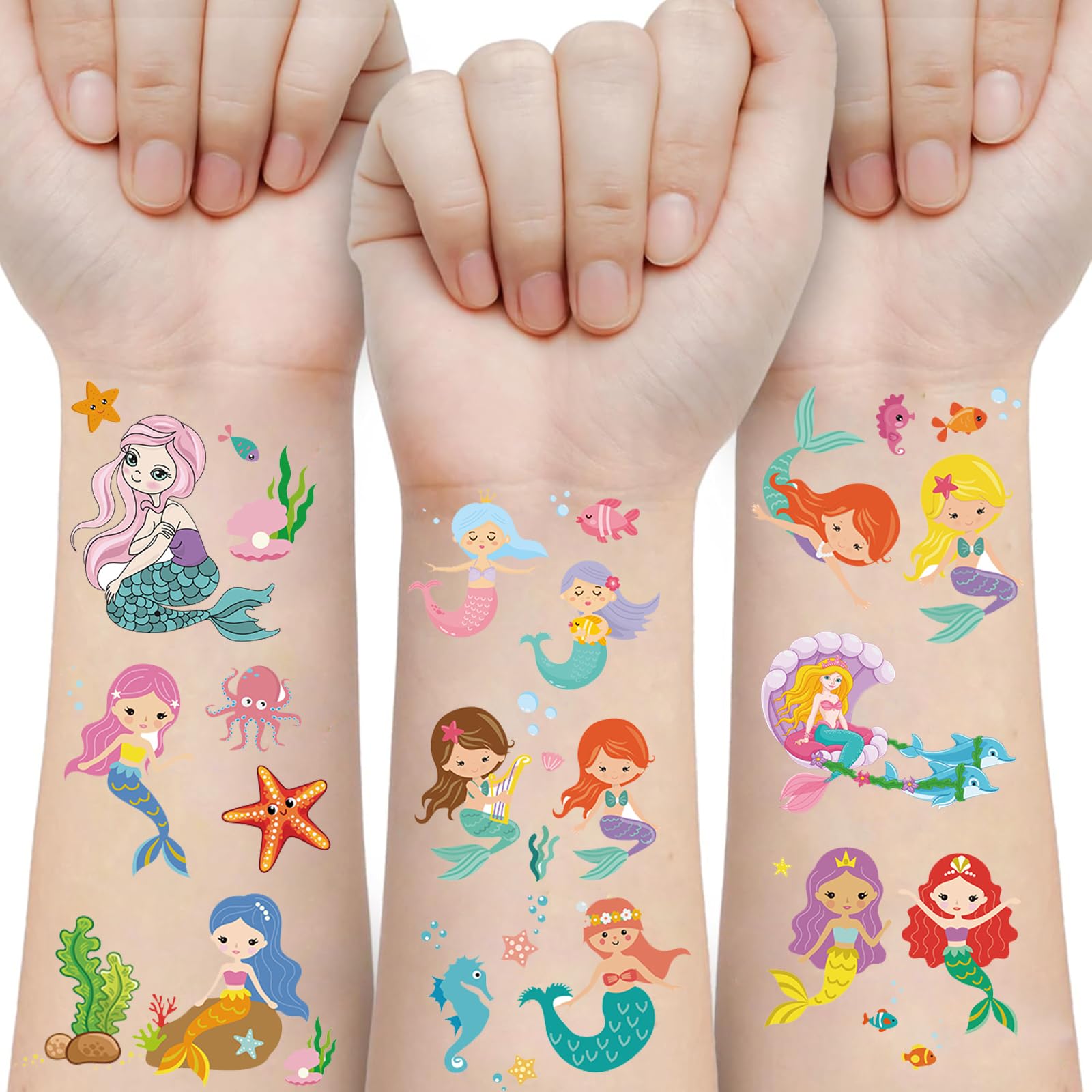 18 Tatuajes De Escamas De Pescado | Calcomanías Impermeables Para Fiestas Marinas Y Juegos De Roles | Diseño Creativo Multicolor