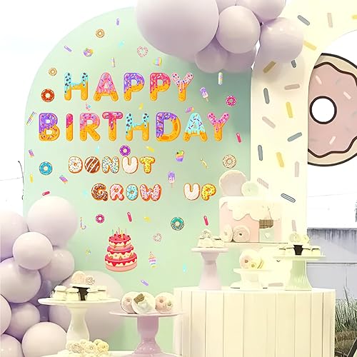 Vista 6 de Barri Design Suministros para fiesta de feliz cumpleaños, decoraciones de primer cumpleaños para niños, telón de fondo de fiesta de caramelo