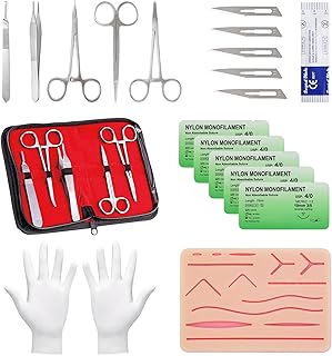 Suture Practice Kit for Medical and Vet Students, Include Reusable Silicone Suture Pad with 14 Pre-Cut Wounds, A Suture To...