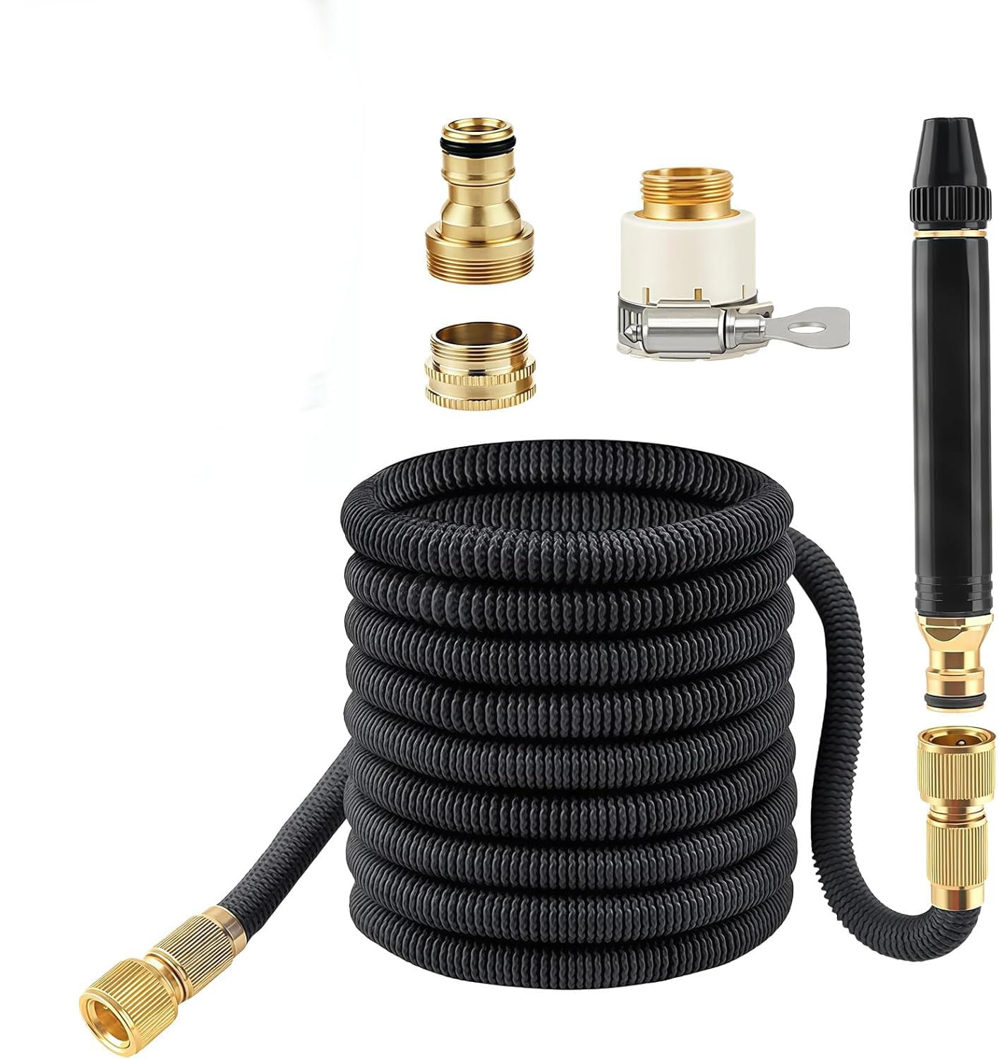 Heavy Duty Adjustable Twist Hose Nozzle Jet Sweeper Nozzle, Gaoyashuiqiang Garden High Pressure Hose Nozzle Washer Gun,Multi-Pattern Booster (22.5M Hose (After filling with water))