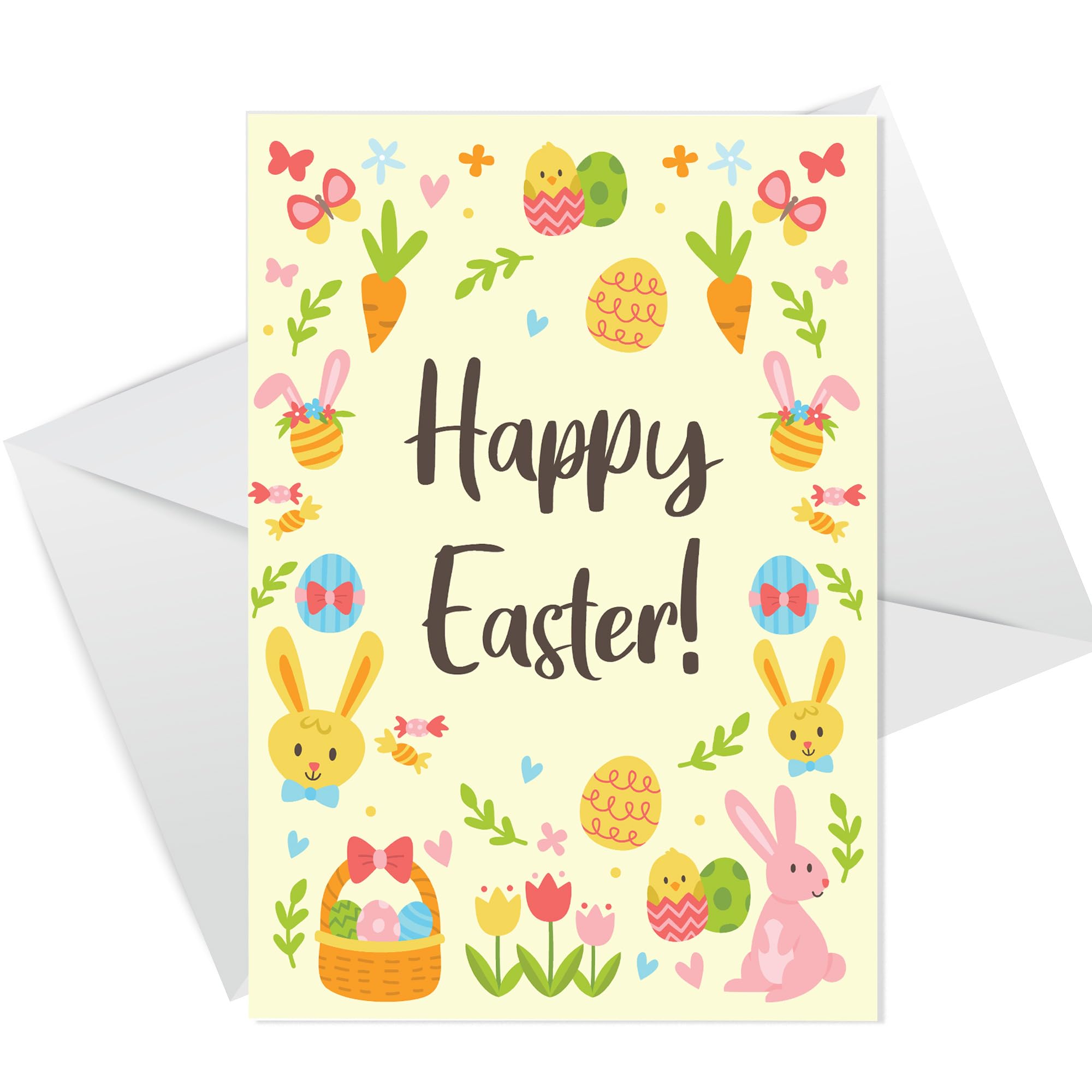 RED OCEAN Easter Card | Happy Easter Greetings Card With White Envelope | Easter Card For Kids Children | Happy Easter Card For Friends Family Teachers Students