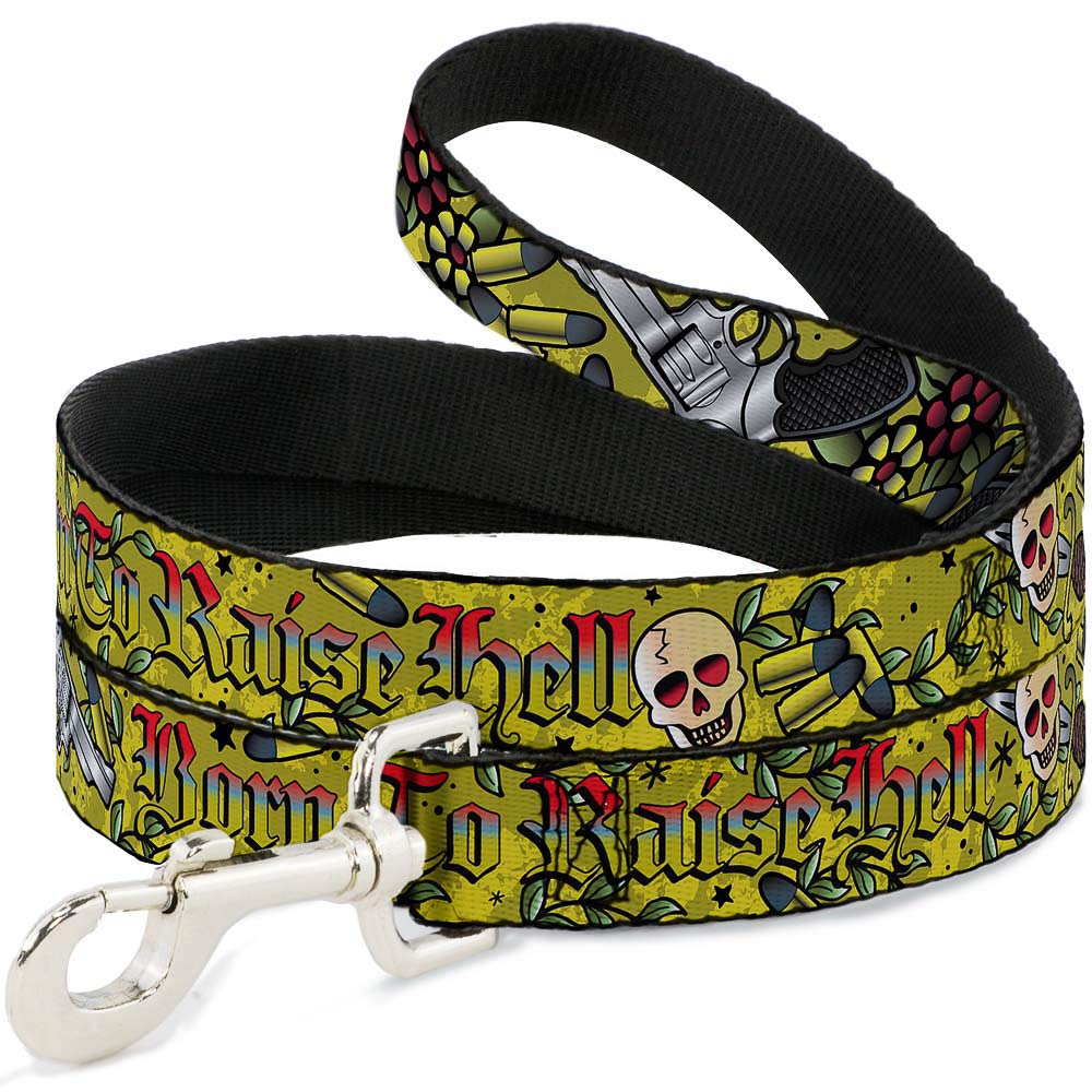 Laisse pour chien jaune 1,5 m nylon Born to Raise Hell longue sangle