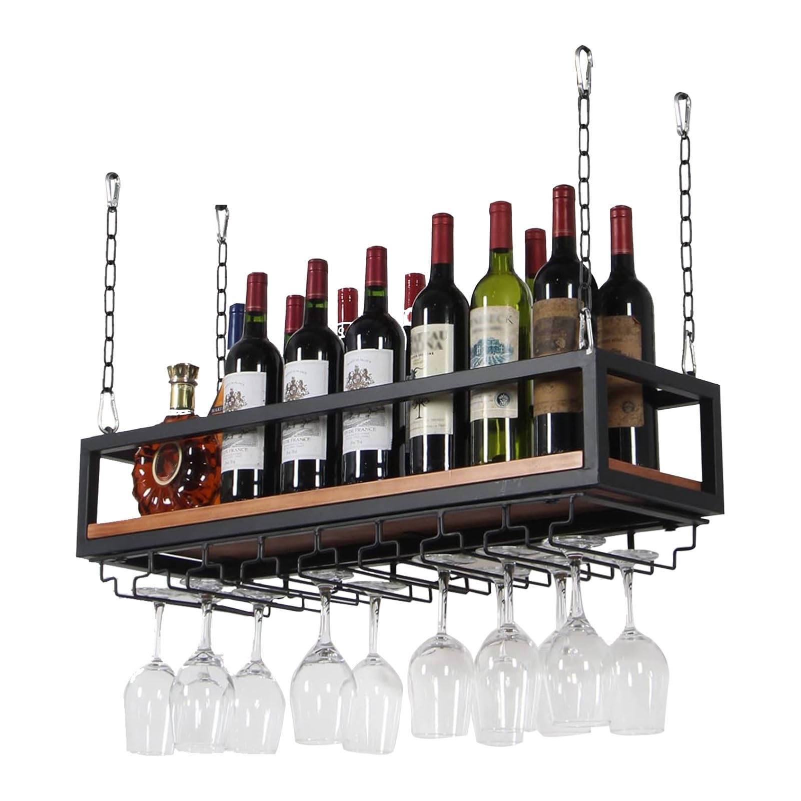 Organisateur de verres à pied et casier de rangement mural pour vin au style rétro chic