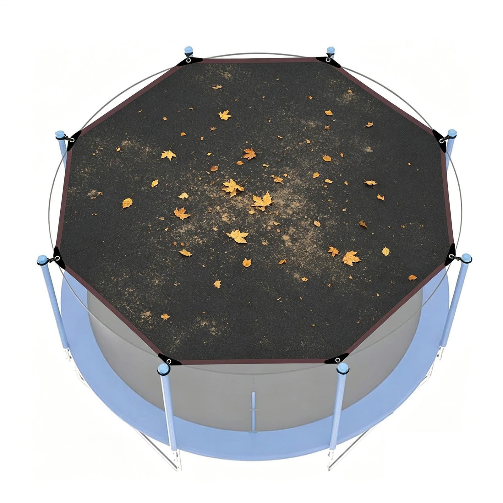 Trampoline Sun Shade Cover - Fits 10ft 12ft 14ft Trampolines | Tear Resistant Weatherproof Canopy With 8 Poles For Backyard Lawn Patio