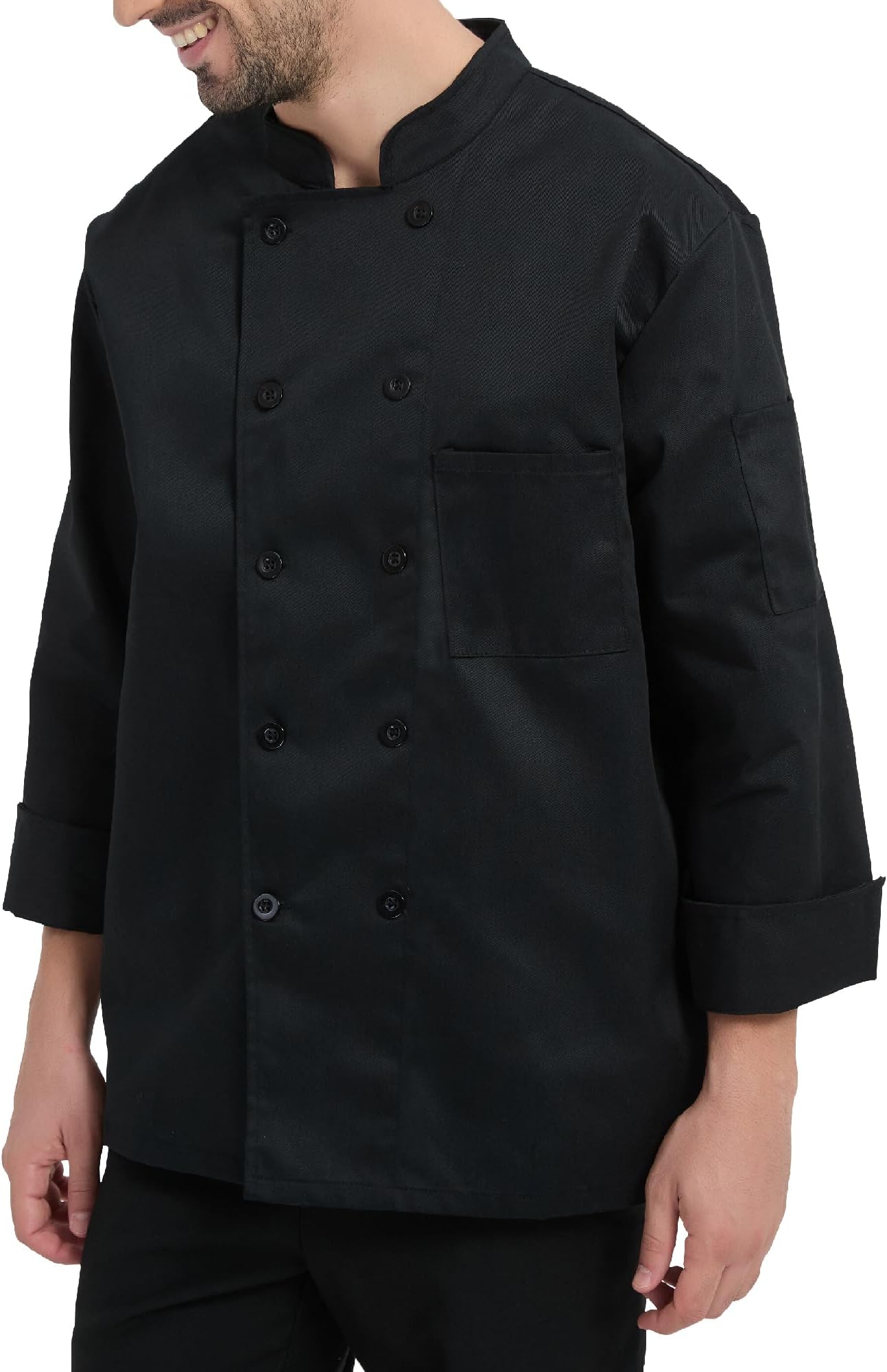 Black Chef Coat Long Sleeve Mens Chef Jacket, Chef Clothes for Kitchen,Restaurant,Hotel Uniform