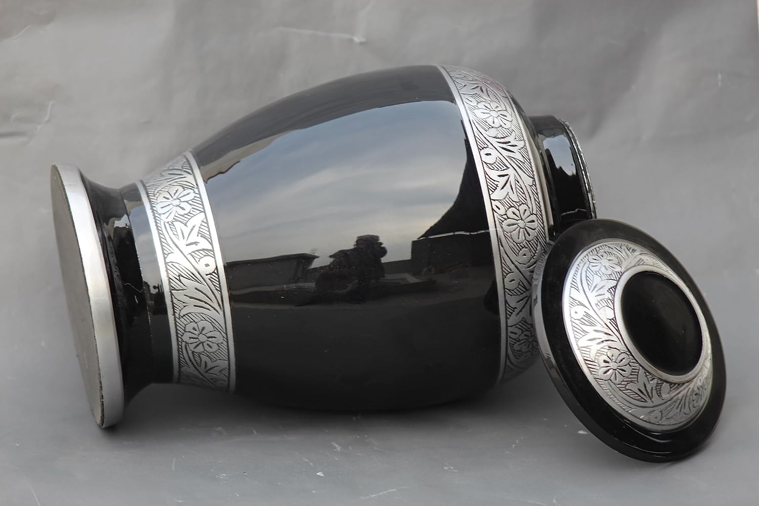 Black Color Cremation Urn for Ashes Adult, Handmade Urn for Pet Ashes, Burial Urn Container for Human, Memorial Funeral Urn Upto 240 Cubic inch