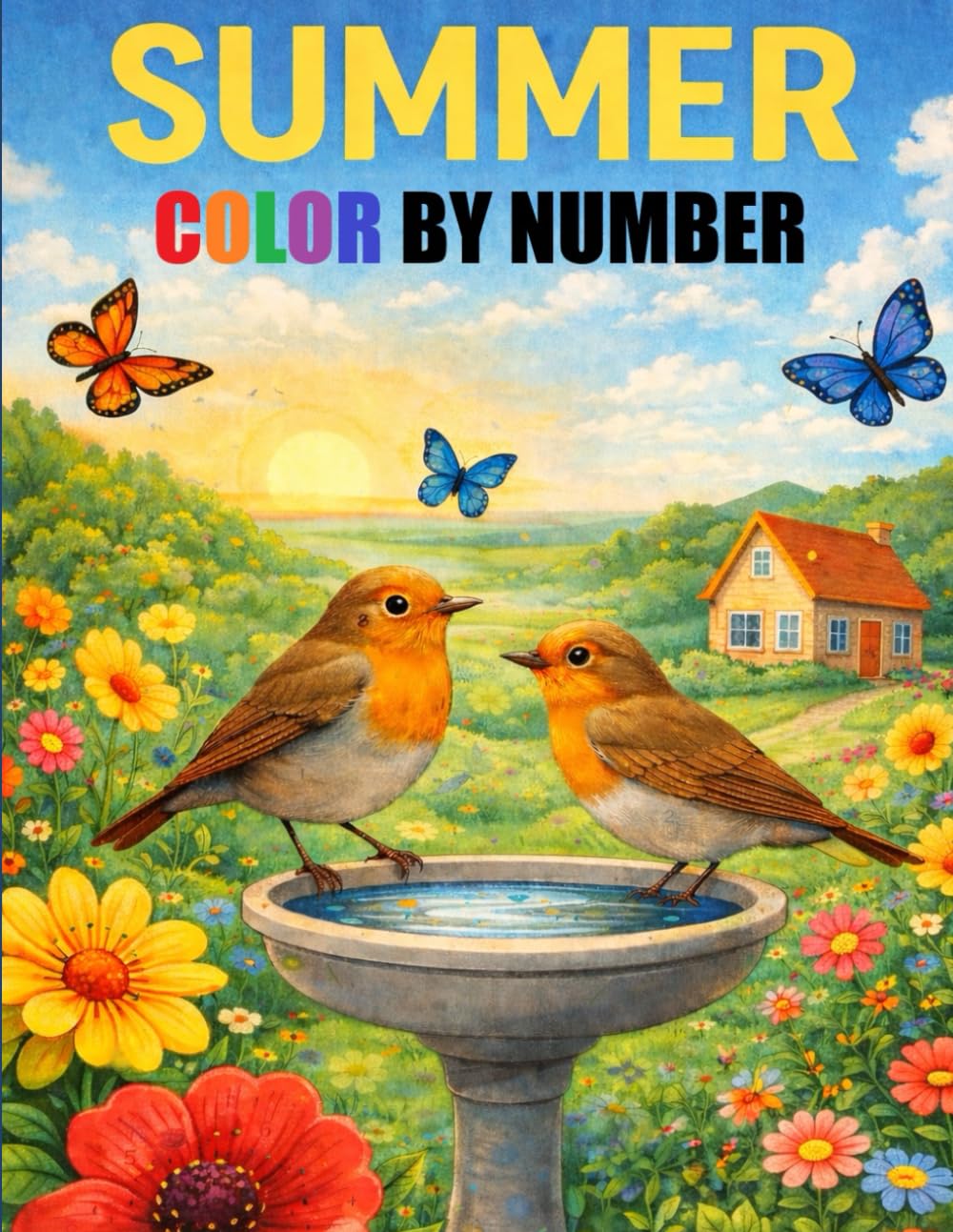 Summer Season Color By Number Coloring Book: Large Print Summer Coloring For Adults, Seniors and Kids